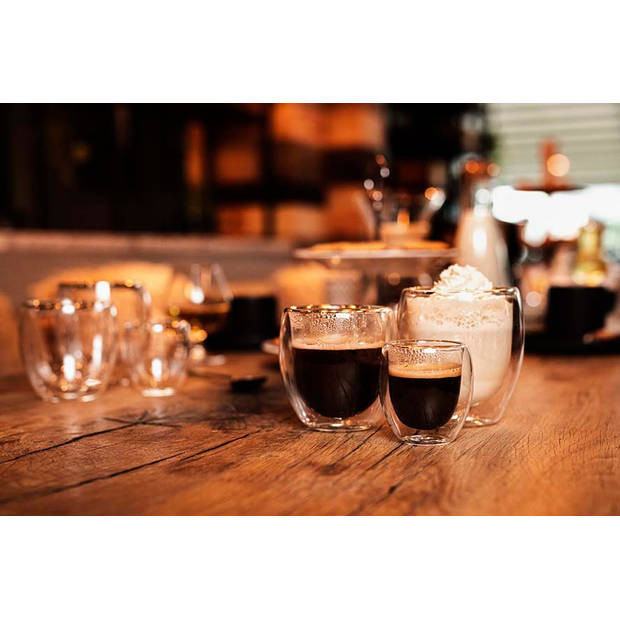 Set van 2x dubbelwandige espresso/koffieglaasjes 80 ml - Koffie- en theeglazen