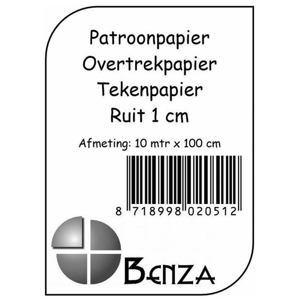 Benza Patroonpapier - Overtrek Papier met RUIT - 10 mtr x 100 cm - 6 Rollen