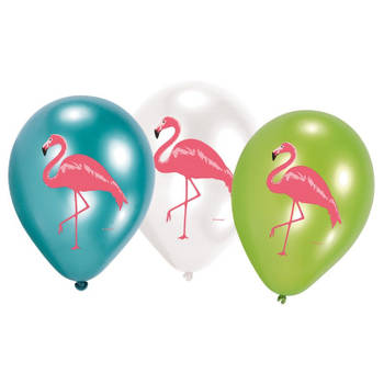 12x Flamingo print ballonnen 27 cm - Ballonnen