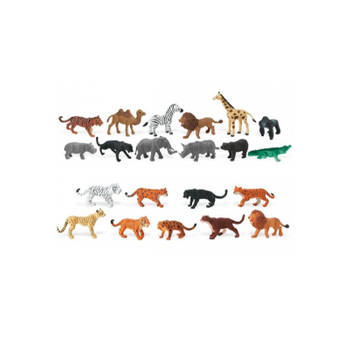Set van 21x kunststof speelgoed figuren dieren safari dieren - Speelfigurenset