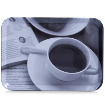 1x Dienbladen kunststof met koffieprint 30 x 22 cm - Dienbladen