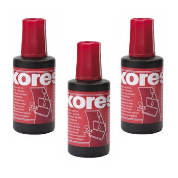 3x Flesjes inkt navulling voor stempelkussens rood 27 ml - Stempelkussen