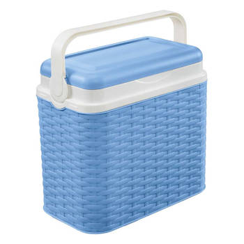 Koelbox blauw rotan 10 liter 30 x 19 x 28 cm - Koelboxen