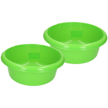 Set van 2x stuks camping afwasteilen / afwasbakken groen rond 6,2 liter - Afwasbak