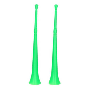 2x stuks groene vuvuzela grote blaastoeter 48 cm - Speelgoedinstrumenten