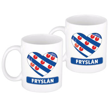 2x stuks i love Friesland mok / beker 300 ml - feest mokken