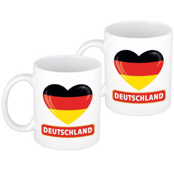 2x stuks i love Duitsland mok / beker 300 ml - feest mokken