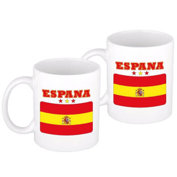 2x stuks vlag Spanje beker 300 ml - feest mokken