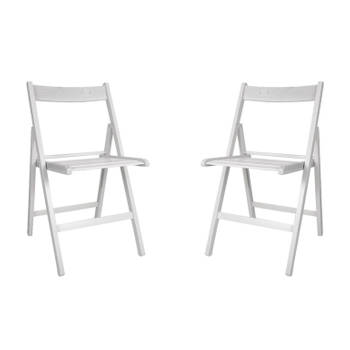 Set van 2x stuks witte houten klapstoelen voor binnen en buiten - Klapstoelen