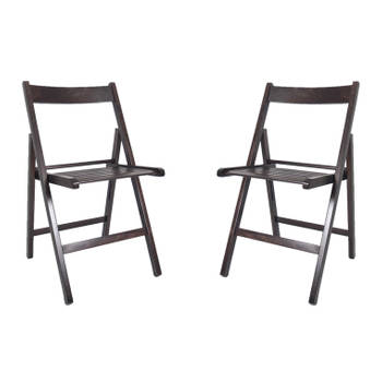 Set van 2x stuks zwarte houten klapstoelen voor binnen en buiten - Klapstoelen