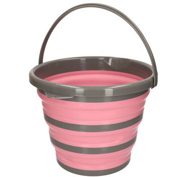 Opvouwbare emmer roze/grijs 10 liter - Emmers