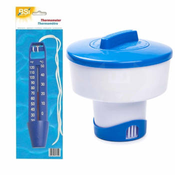 Chloordrijver/chloordispenser groot voor tabletten 200 gram incl waterthermometer - Zwembadreinigingsmiddelen