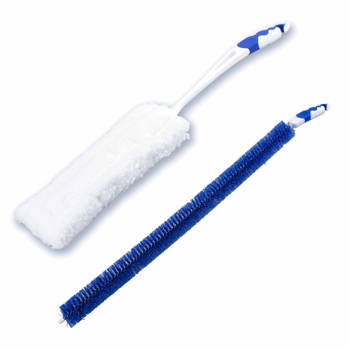 2- Delige verwarming schoonmaakset blauw/wit - microvezel borstel - Radiator borstel 60 cm