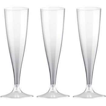 50x Transparante/transparante champagne glazen/flutes 14 cl/140 ml van kunststof - Champagneglazen