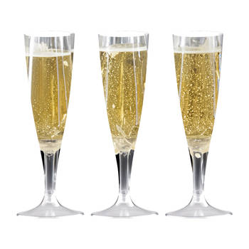 Santex Champagneglazen - 10x - plastic - 140 ml - transparant - herbruikbaar - Champagneglazen
