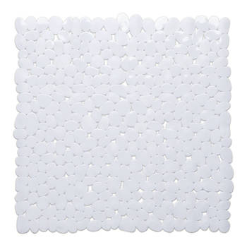 Wicotex Douchemat - vierkant - wit - steentjes - 53 cm - Badmatjes