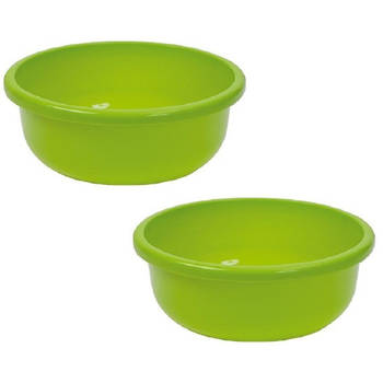 2x stuks kunststof afwasbak / afwasteiltje groen 9 liter - Afwasbak