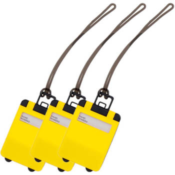 Pakket van 3x stuks kofferlabels geel 9,5 cm - Bagagelabels