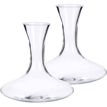 Set van 2x stuks glazen wijn karaffen / decanteer kannen 1,4 liter 21 x 21 cm - Decanteerkaraf