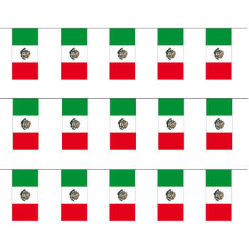 3x stuks papieren feest slinger vlaggetjes Mexico 4 meter - Vlaggenlijnen
