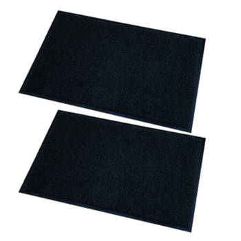 2x stuks deurmatten/droogloopmatten Memphis zwart 60 x 80 cm - Deurmatten