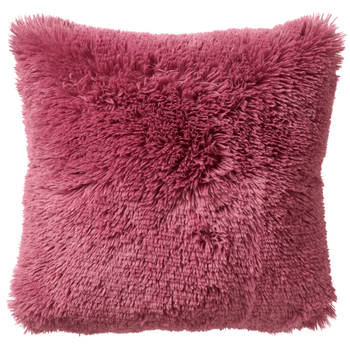 Dutch Decor - FLUFFY - Sierkussen 45x45 cm - superzacht - effen kleur - Heather Rose - roze