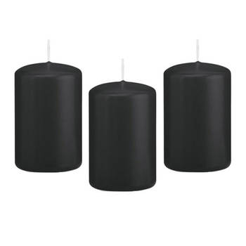 8x Kaarsen zwart 5 x 8 cm 18 branduren sfeerkaarsen - Stompkaarsen