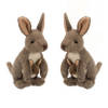 2x stuks pluche kangoeroe knuffel met baby 20 cm - Knuffeldier