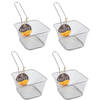 4x stuks RVS snackhouders/snackmandjes 14 cm - Serveerschalen