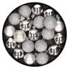 60x stuks kleine kunststof kerstballen zilver 3 cm mat/glans/glitter - Kerstbal