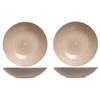 6x stuks ronde diepe borden/soepborden Turbolino beige/bruin 21 cm - Diepe borden