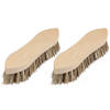 Set van 2x stuks schrobborstels van hout met fiber/palmvezel spitse neus bruin - Schrobborstels