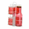 Rode karaf/sapkan/schenkkan 1 liter met 4 drinkglazen met deksel en rietje - Drinkglazen