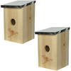 2x stuks vurenhouten/houten vogelhuisjes naturel 21 cm - Vogelhuisjes