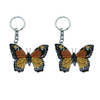 2x stuks houten vlinder sleutelhanger 6 cm - Sleutelhangers