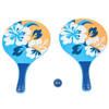 Houten beachball set blauw/oranje met bloemen print - Beachballsets