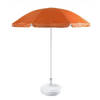 Oranje strand/tuin basic parasol van nylon 200 cm + parasolvoet wit - Parasols