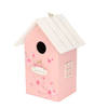 Nestkast/vogelhuisje hout roze met wit dak 15 x 12 x 22 cm - Vogelhuisjes