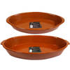 Set van 2x stuks tapas ovenschalen/serveerschalen terracotta Fontein 7 en 2.8 liter - Ovenschalen