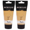 2x tubes gouden acrylverf/hobbyverf op waterbasis 75 ml - Hobbyverf