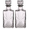 Set van 2x stuks glazen whisky/water karaffen met dop 1 liter - Whiskeykaraffen