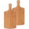 2x stuks bamboe houten snijplanken met handvat 40 x 19,5 cm - Snijplanken