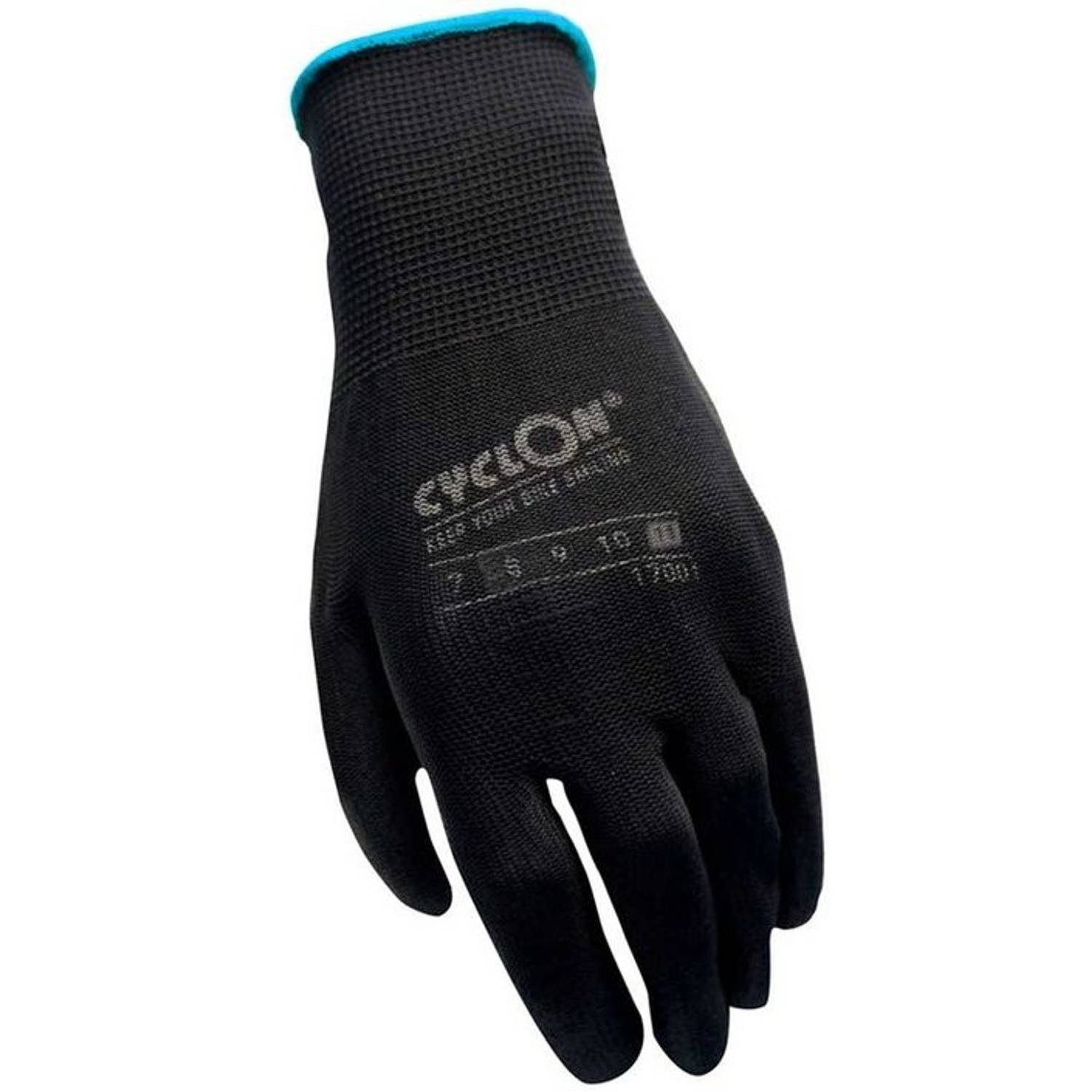 Cyclon werkhandschoenen nylon-PU unisex zwart-blauw maat 11