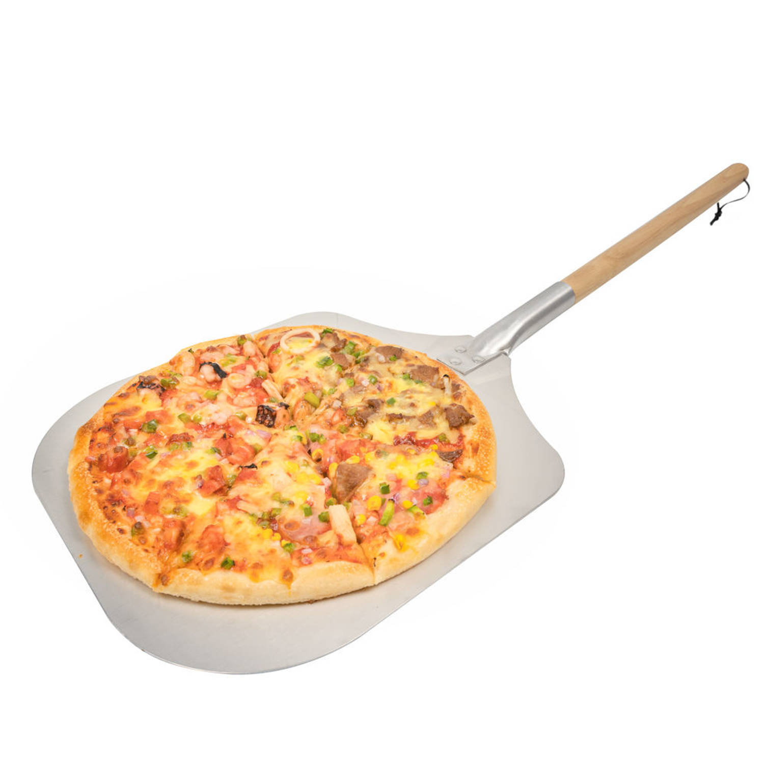 Decopatent® Pizzaschep Vierkante Pizzaschep Met Lang Houten Handvat