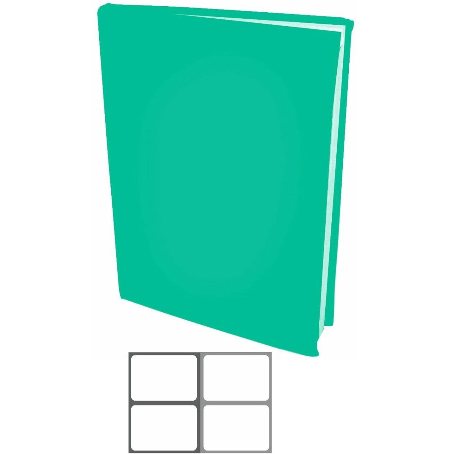 Benza Rekbare Boekenkaften A4 - Turquoise Groen - 6 Stuks Inclusief Grijze Textiel Labels