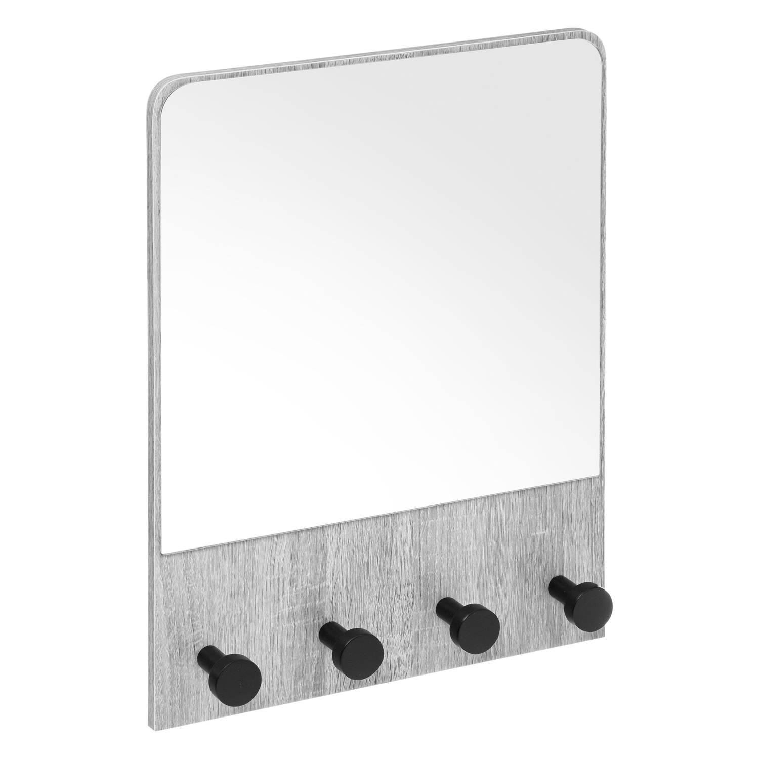 4goodz Kapstok met spiegel met 4 haken 37x6x50 cm - Kleur grijs eiken