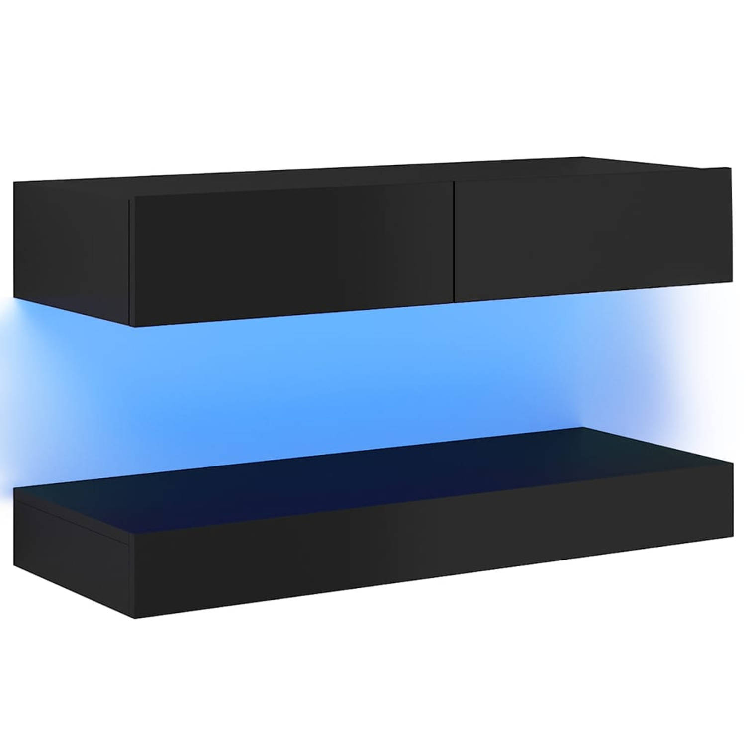 VidaXL Tv meubel Met Led verlichting 90x35 Cm Hoogglans Zwart online kopen