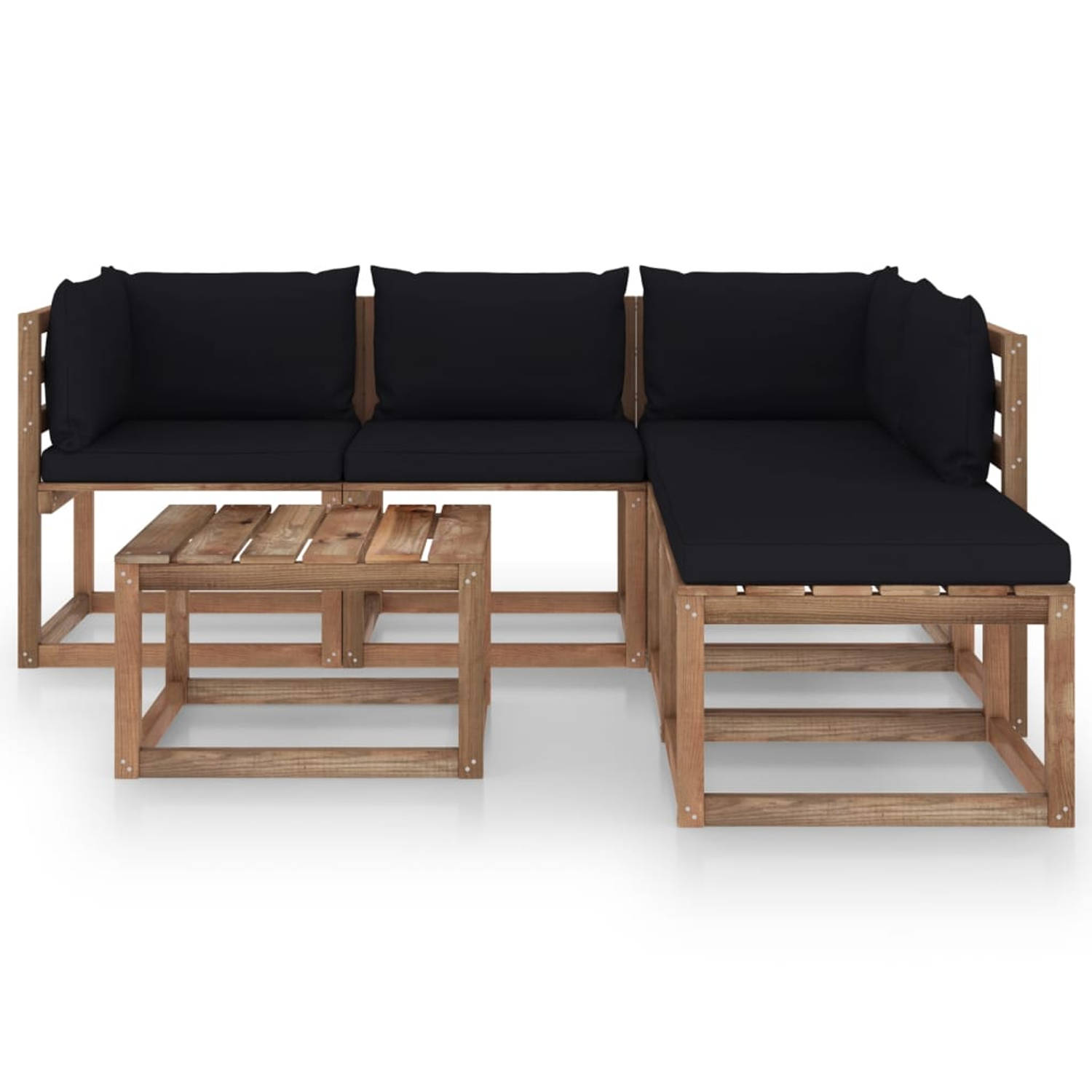 The Living Store Loungeset Pallet - 64x64x70cm - Bruin - Grenenhout