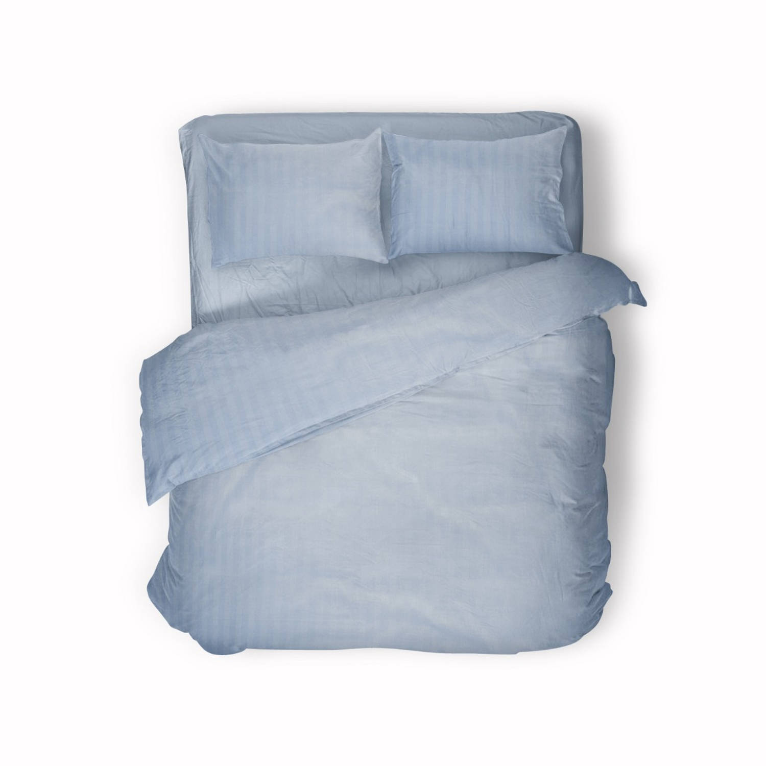 Elegance Dekbedovertrek Hotel Kwaliteit Satijn Streep - baby blauw 200x200/220cm