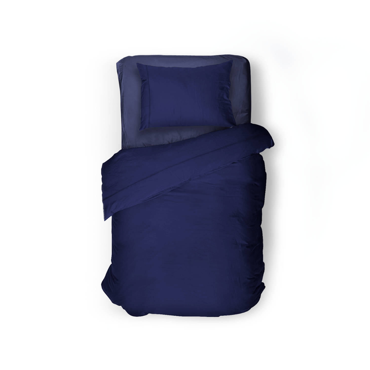 Elegance Dekbedovertrek Uni Percal Katoen Met Bies Dark Blue 140x200-220cm